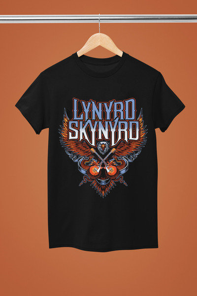 MAGORS Μπλουζάκι ροκ με κοντό μανίκι από βαμβακερό ύφασμα με στάμπα LYNRD SKY...