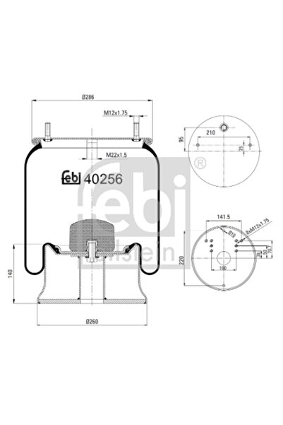 FEBI BILSTEIN Burduf, Suspensie Pneumatica Mercedes-benz Actros 1996-2003 Diesel