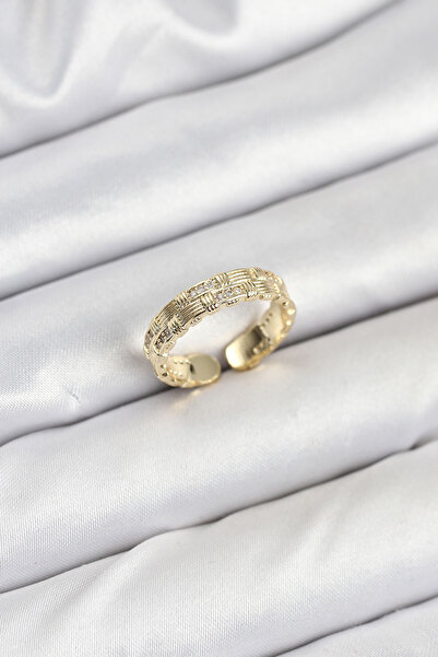 Skygo Brass Gold Color Zircon Stone Inlaid Women's Ring - Tj-Byk3846