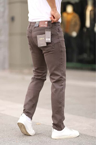 NARİN JEANS Lorda Gi̇yi̇m by Toni̇s Jns Men's Regular Pipe Leg Lik Stretch Fabric Dri̇gez Denim Fabric Washed Trousers