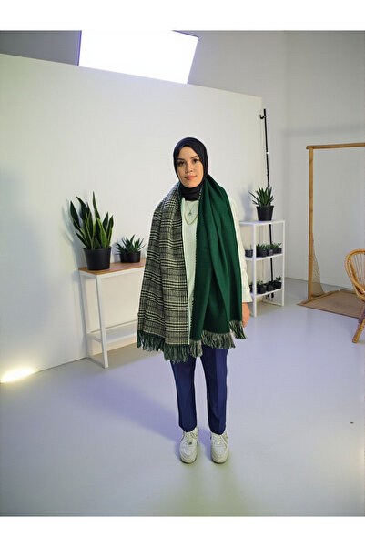 Nöşre Design Women's Double-Sided Plaid Winter Shoulder Shawl Scarf