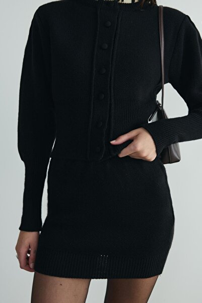 Suud Collection Siyah Lucy Triko Mini Etek