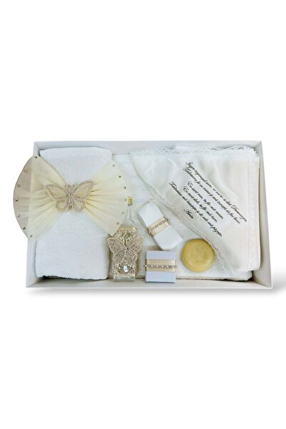 KidsMagazin Set elegant de botez pentru bebeluși, culoarea fildeșului, cu flu...