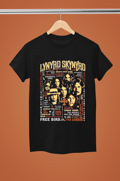 MAGORS تي شيرت روك قطني مطبوع بأكمام قصيرة من LYNRD SKYNYRD