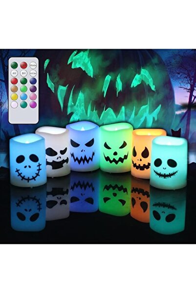 Generic BIGTHREE Halloween Flameless Votive Candles, 6 Pcs LED Colorful Teali...