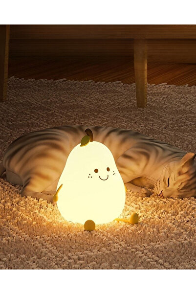Toum Slikon Renkli Şarj Edilebilir Armut Dokunmatik Gece Lambası