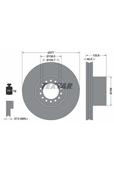TEXTAR Дискова спирачка Mercedes-Benz Atego/Tourino