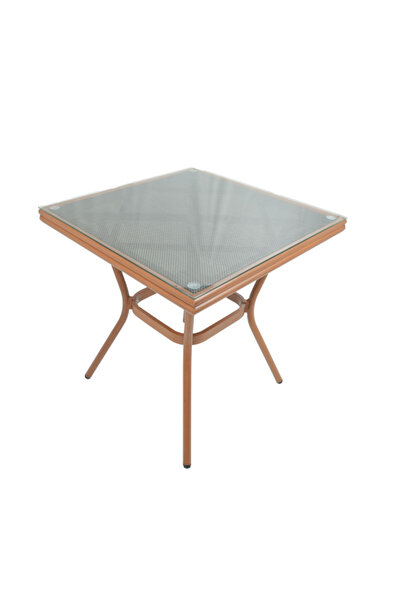 Living Accents Square Shaped Glass Top Aluminium Table
