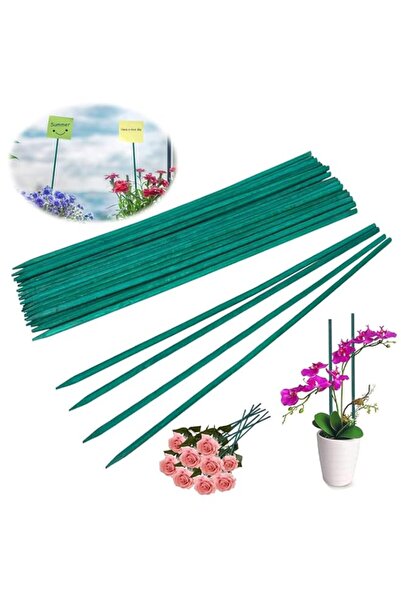 Generic Garden Bamboo Stakes, Green Plant Support Poles, Wooden Floral Suppor...