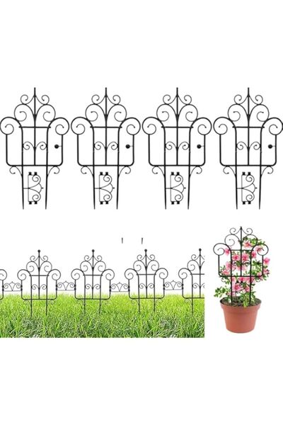Generic Garden Fence, 4-Pack Decorative Resin Outdoor Fencing, 2-in-1 Stackab...