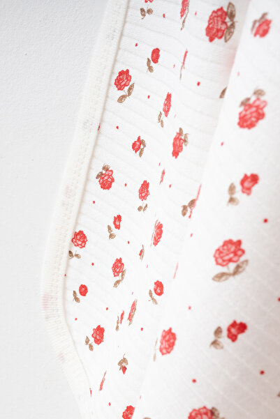 yukobaby bebeğiniz için en doğalı Beyaz Gül Naturel Pamuklu 80x90 cm Tek Kat Bebek Battaniye yk3322