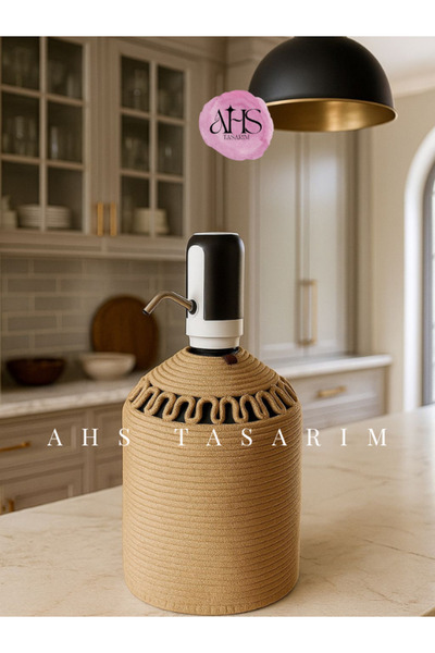Ahs Tasarım Natural and Stylish Water Bottle Cover with Wicker Rope Coating -...