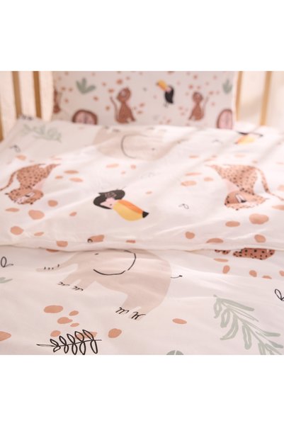 SHome طقم غطاء لحاف أطفال فاخر ذو ملمس طبيعي - 100% قطن، غطاء لحاف 100×150 سم + غطاء وسادة 35×45 سم