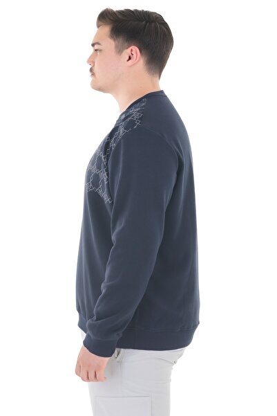 marufshop Wide Fit Crew Neck Cotton Thessaloniki Sweater Suitable for Men's Plus Size between 122 Kilos-158 Kilos