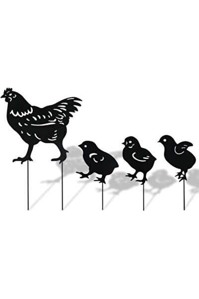 Generic Chicken Yard Art Metal Stakes 4 Pcs Metal Chicken Garden Stakes Garde...
