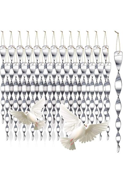 Generic 12 PCS Bird Repellent Reflectors Scare Rods, Hanging Silver Plastic R...