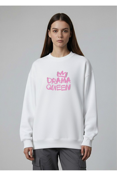 LORVEX Swea supradimensionată pentru femei cu decolteu tip crew tricou DRAMA ...