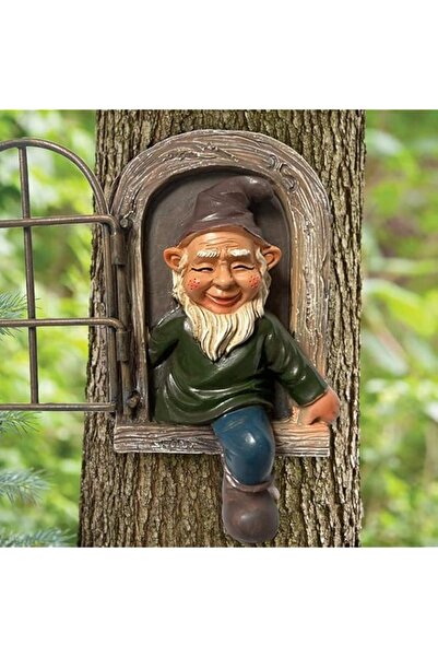 Generic ELECDON Garden Gnome Statue Elf Out The Door Tree Hugger, Garden Peek...