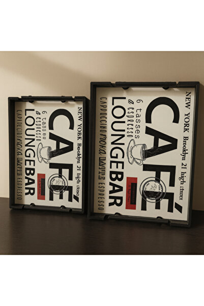 MEYA PİNE 2-Piece Plastic Stylishly Designed Tray Presentation Tray for Tea and Breakfast