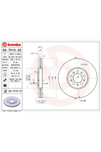 Brembo Set Discuri Frana Audi A1/A3 Seat Toledo 2 1995-2022