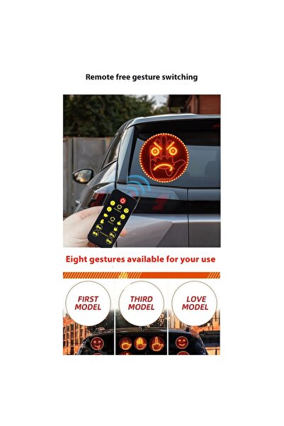 Fantasy Indicator auto cu LED și telecomandă – 8 moduri, 4 expresii + 4 gesturi, 290 LED-uri, 144×144×23 mm