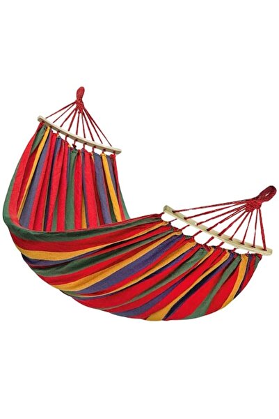 OEM Hamac de grădină 200×99 cm cu bară de întindere din lemn, bumbac, multicolor