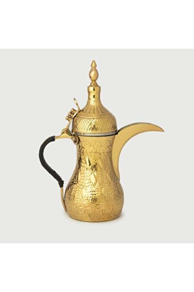 Binshihon Home دلة ذهبي هندية بنقشة وممسك جلدي اسود