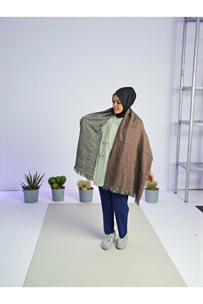 Nöşre Design Double-Sided Winter Shawl Scarf Brown