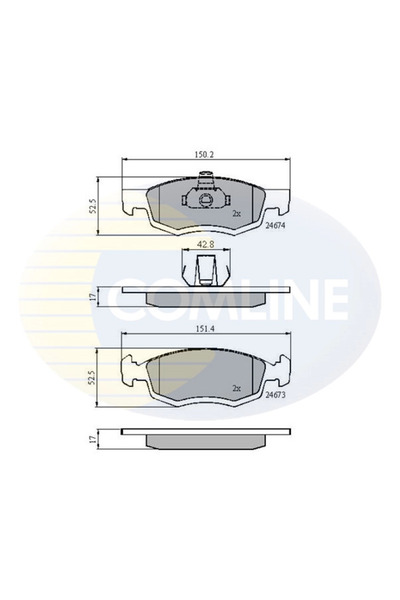 Comline Комплект накладки за дискови спирачки Dacia Logan Renault Logan 1/Log...