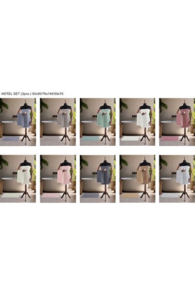 Coton Delux %100 Pamuk 3’lü Banyo Havlu Seti (50x90 - 70x140 - 50x70)