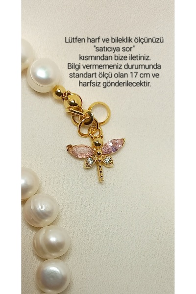 BNGaksesuar Gerçek İnci Harfli Yusufçuk Detaylı Gemici Kilit İnci Bileklik