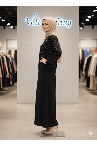VOLT CLOTHİNG Zippered Shiny Hijab Set