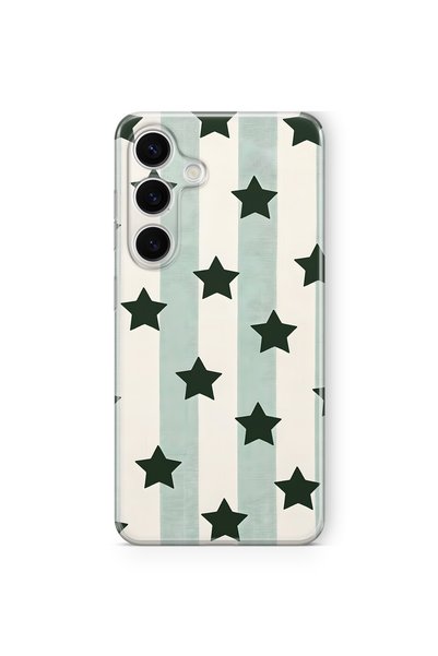 FLAMENKO Samsung Galaxy S26 Fe Compatible Striped Star Pattern Transparent Ph...