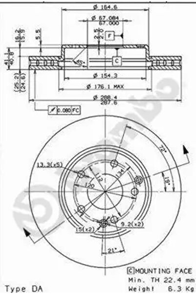 Brembo Disc Frana Mercedes-Benz C-Class/Clk/Slk