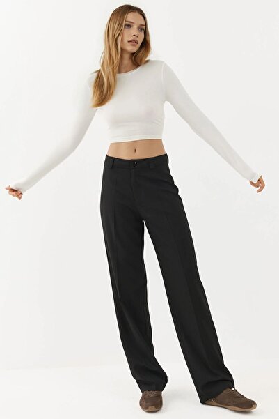 Hiccup Buttoned Straight Leg Regular Waist Woven Trousers