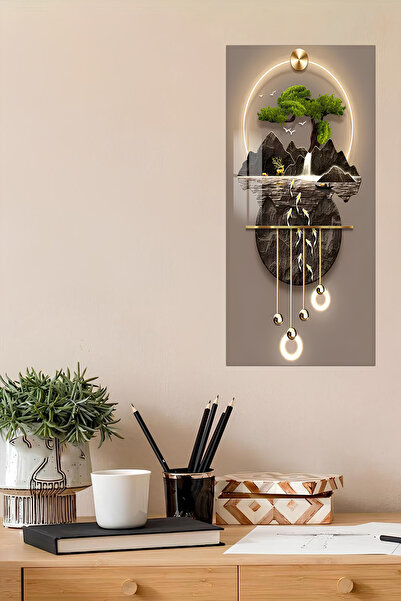 kutuTR Doğa ve Işık Temalı Temperli Cam Dik Tablo 30x60 cm Işıklı Değildir UV Baskı - DCT021