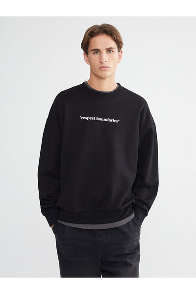 LC Waikiki Crew Neck Printed Men's Thick Sweatshirt