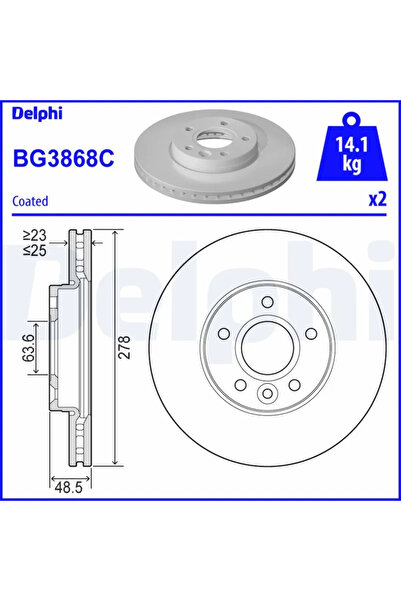 DELPHİ Disc Frana Ford C-Max/Focus 2/Focus 3 Volvo C30/C70 2/S40 2