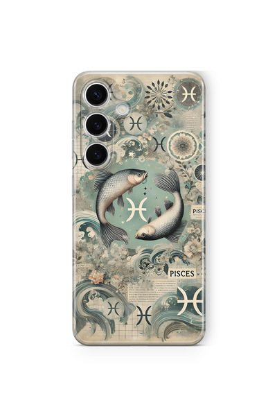 FLAMENKO Samsung Galaxy M34 Compatible Pisces Patterned Transparent Phone Case