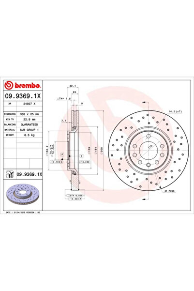 Brembo Disc Frana Opel Astra G/Astra H/Meriva B Microbus Saab 9-3/9-5