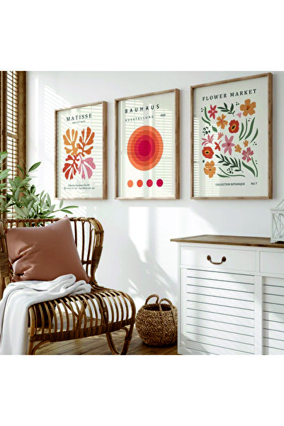 POSTER (ÇERÇEVESİZ) 3'lü Set Matisse Baskısı Poster, Bohem Duvar Dekoru, Mati...