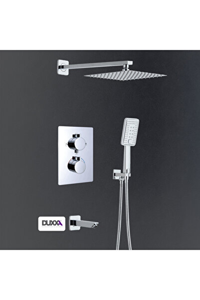 Duxxa Pera Kare Termostatik Ankastre Duş Seti Krom D.052