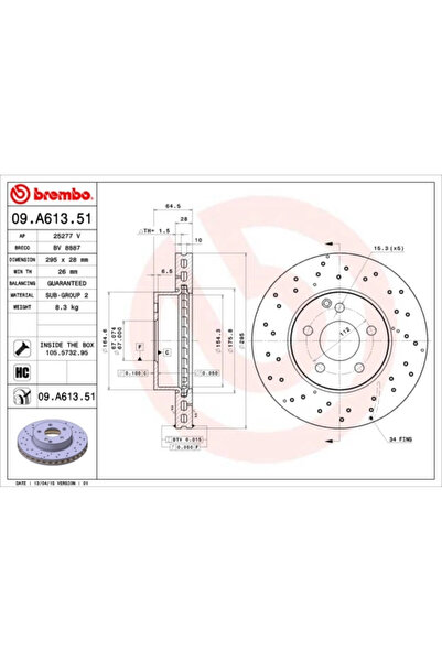 Brembo Дискова спирачка Mercedes-Benz C-Class Mercedes-Benz (Bbdc) C-Class