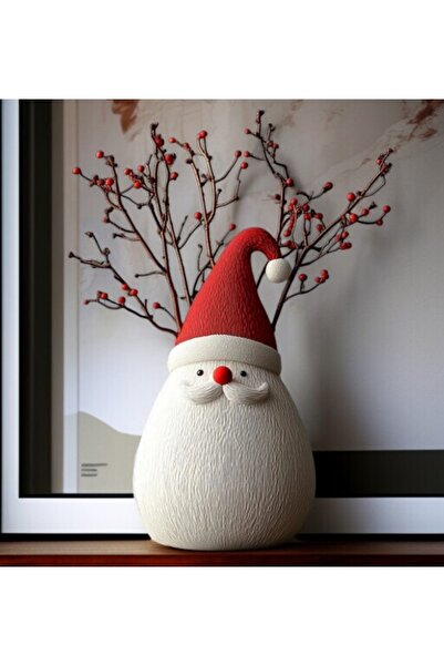 EYA STUDİO Yılbaşı Temalı Noel Baba Figürlü Dekoratif Vazo - Kokina Vazosu Yı...