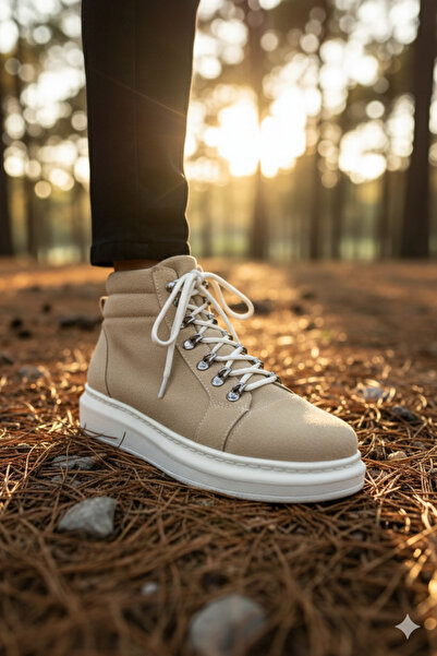 Zerenyus ZRJ206 Чоловічі спортивні черевики з шнурівкою, кремові, замша