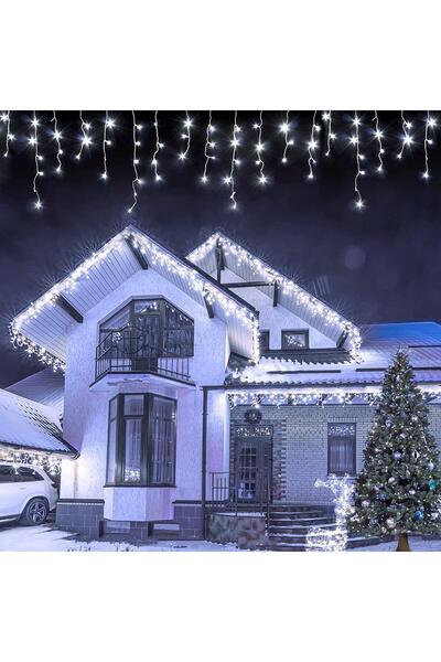 OEM Instalație de Crăciun Turturi, 12 m, Exterior/Interior, 240 LED-uri, 8 efecte luminoase, Alb Rece