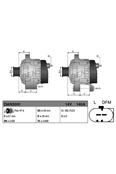 DENSO Generator / Alternator Audi A1/A3 Seat Alhambra/Leon