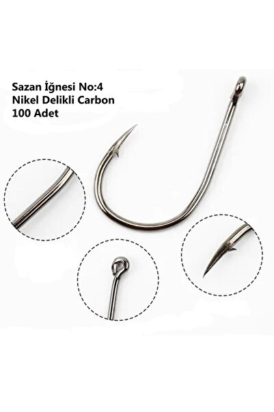 EFFE Sazan Alabalık İğnesi No:4 Nikel Delikli Carbon 100 Adet 192553-4