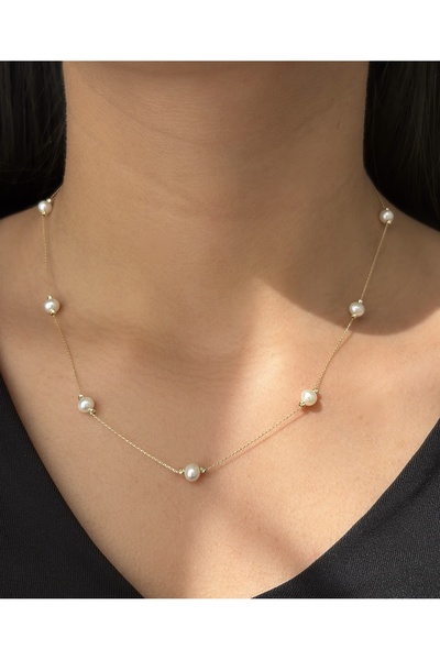 NEW'ORO JEWELRY 14 Ayar İnci Altın Kolye