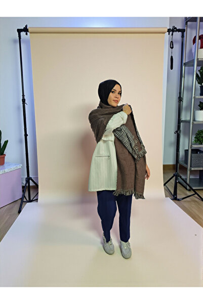 Nöşre Design Double-Sided Winter Shawl Scarf Brown